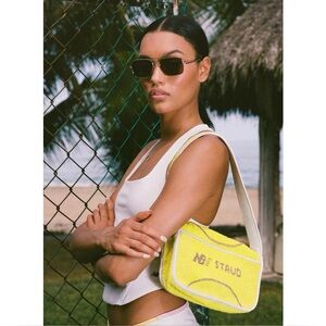 STAUD Yellow and Cream Shoulder Bag